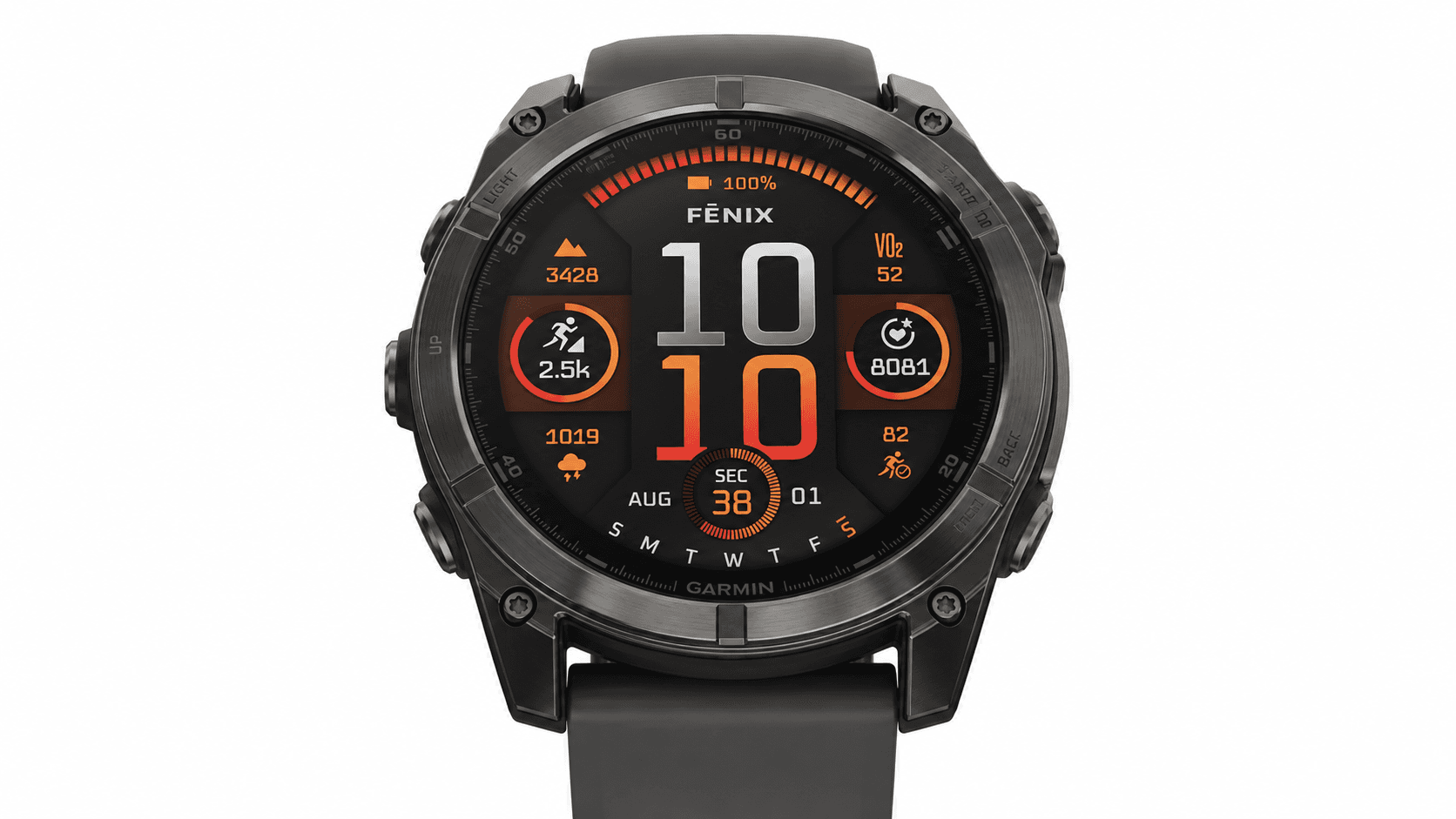 Nevora paired with a Garmin Fenix watch, showing pace, VO2 max and heart rate